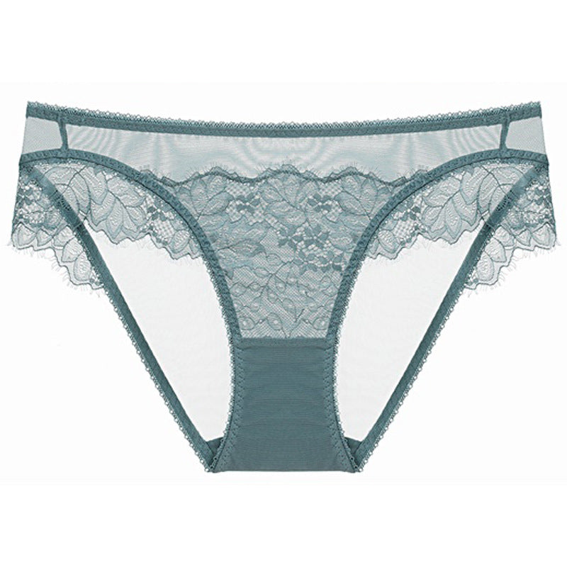 Spandex Panties Women Breathable Plain Weave in olive green lace design for comfortable everyday wear.