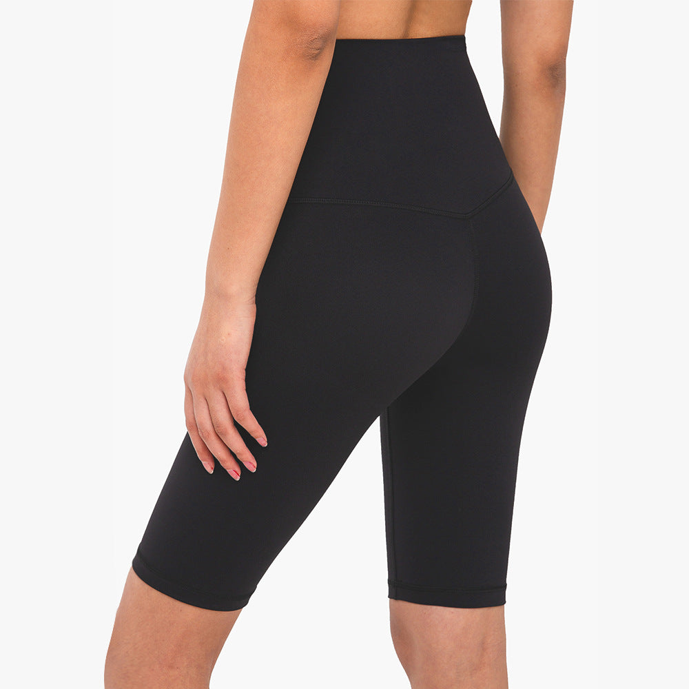 Yoga pants women's five-point fitness pants in gray, showcasing high-waist design and comfort for workouts.