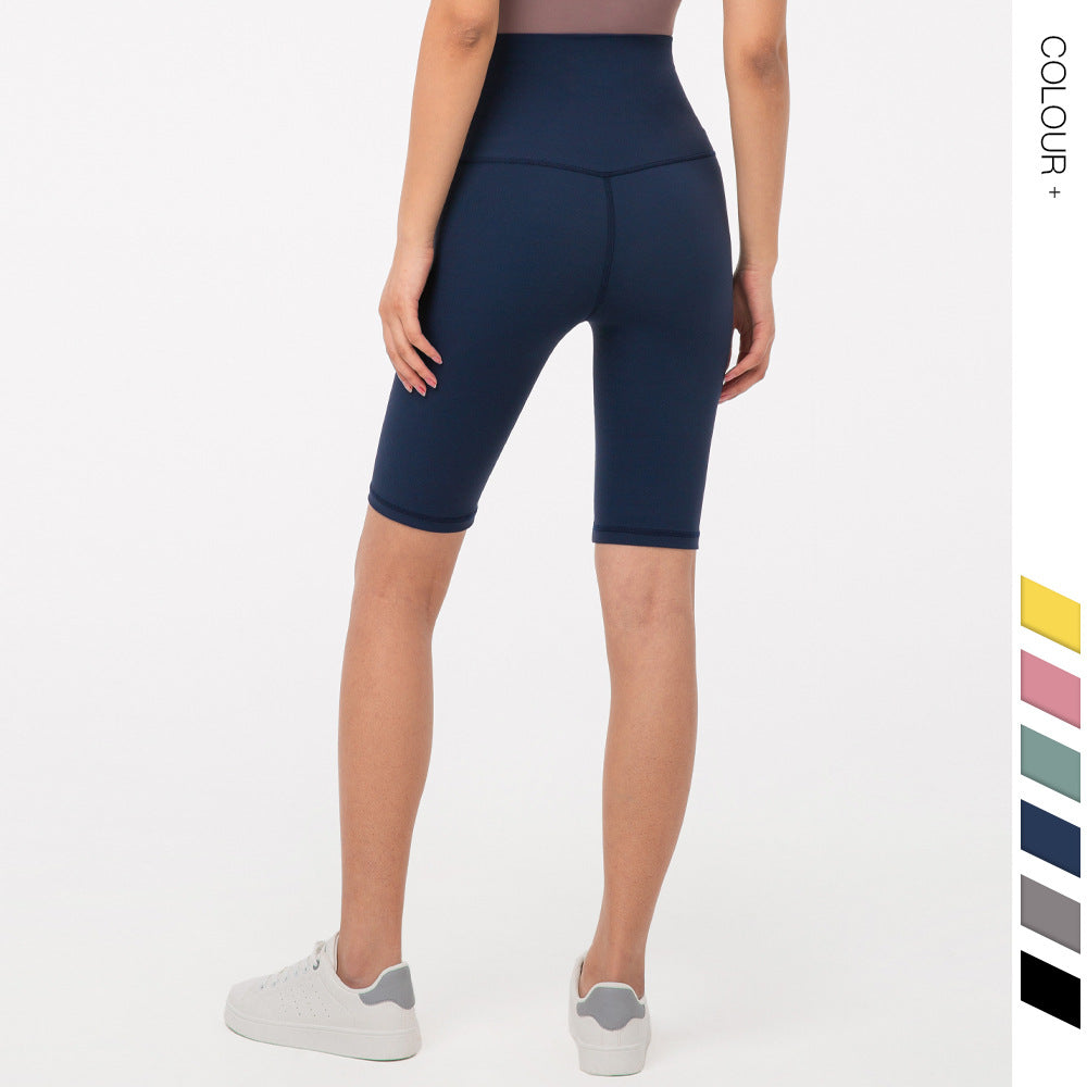 Yoga pants women's five-point fitness pants in gray, showcasing high-waist design and comfort for workouts.