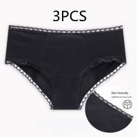 Menstrual Panties in black with lace detailing, designed for leak proof protection during menstruation.