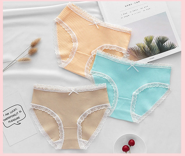 Women underwears set in vibrant colors, featuring soft, breathable fabric and lace trim for all-day comfort.