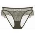 Spandex Panties Women Breathable Plain Weave in olive green lace design for comfortable everyday wear.