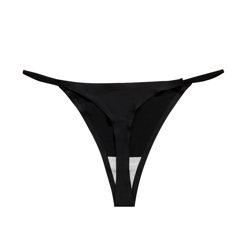  Seamless panties Ice Silk pant in beige color laid flat with a floral accent and a bottle of perfume.