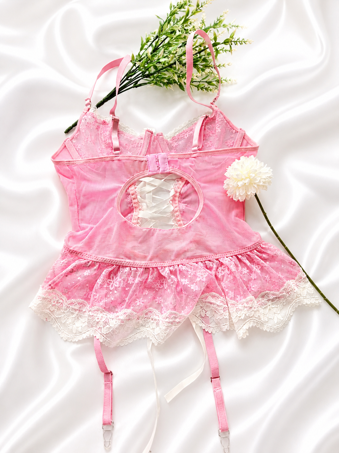 Vlu~bélle pink lace Bow Teddy