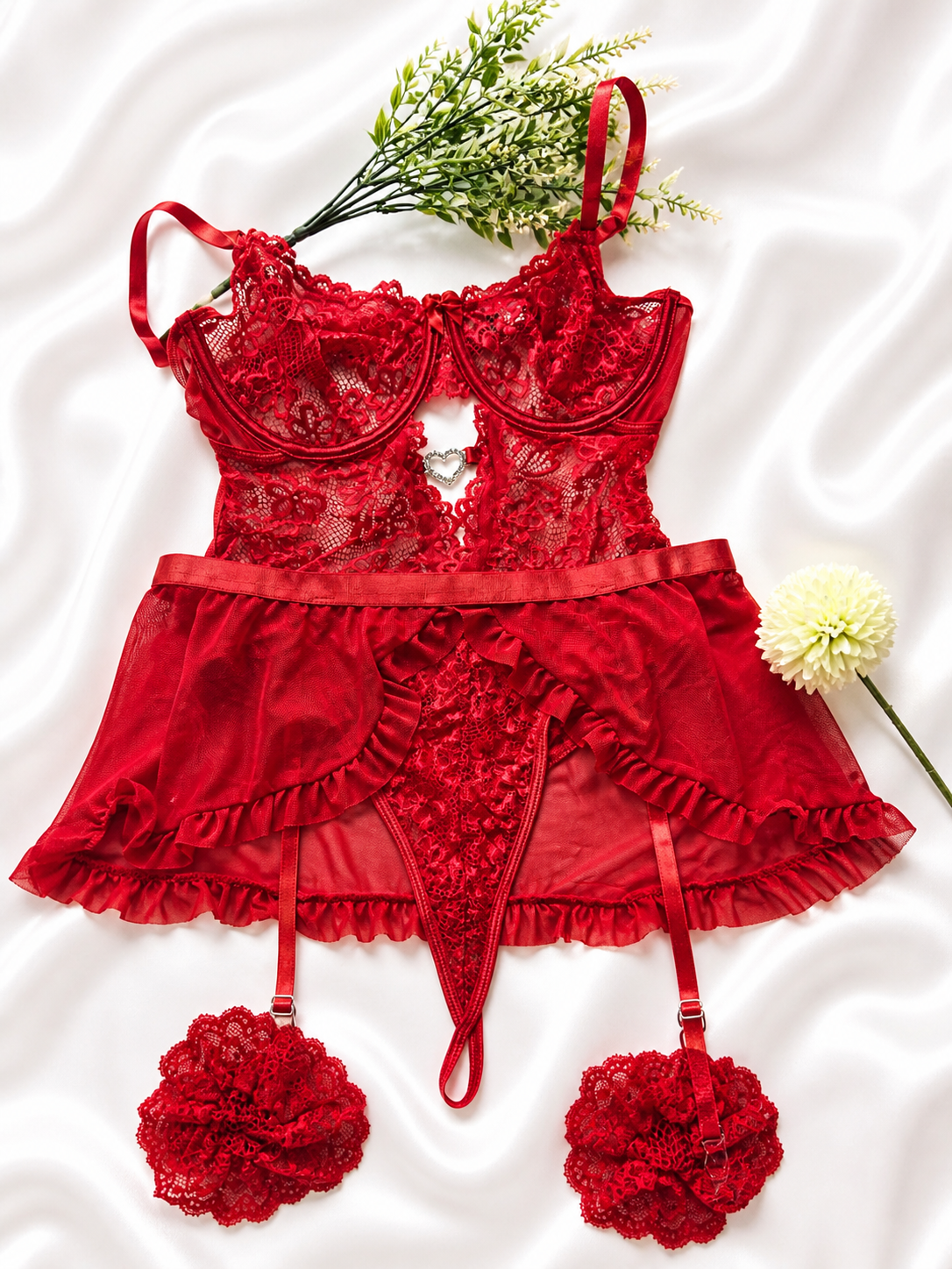 Vlu~bélle lace mesh babydoll